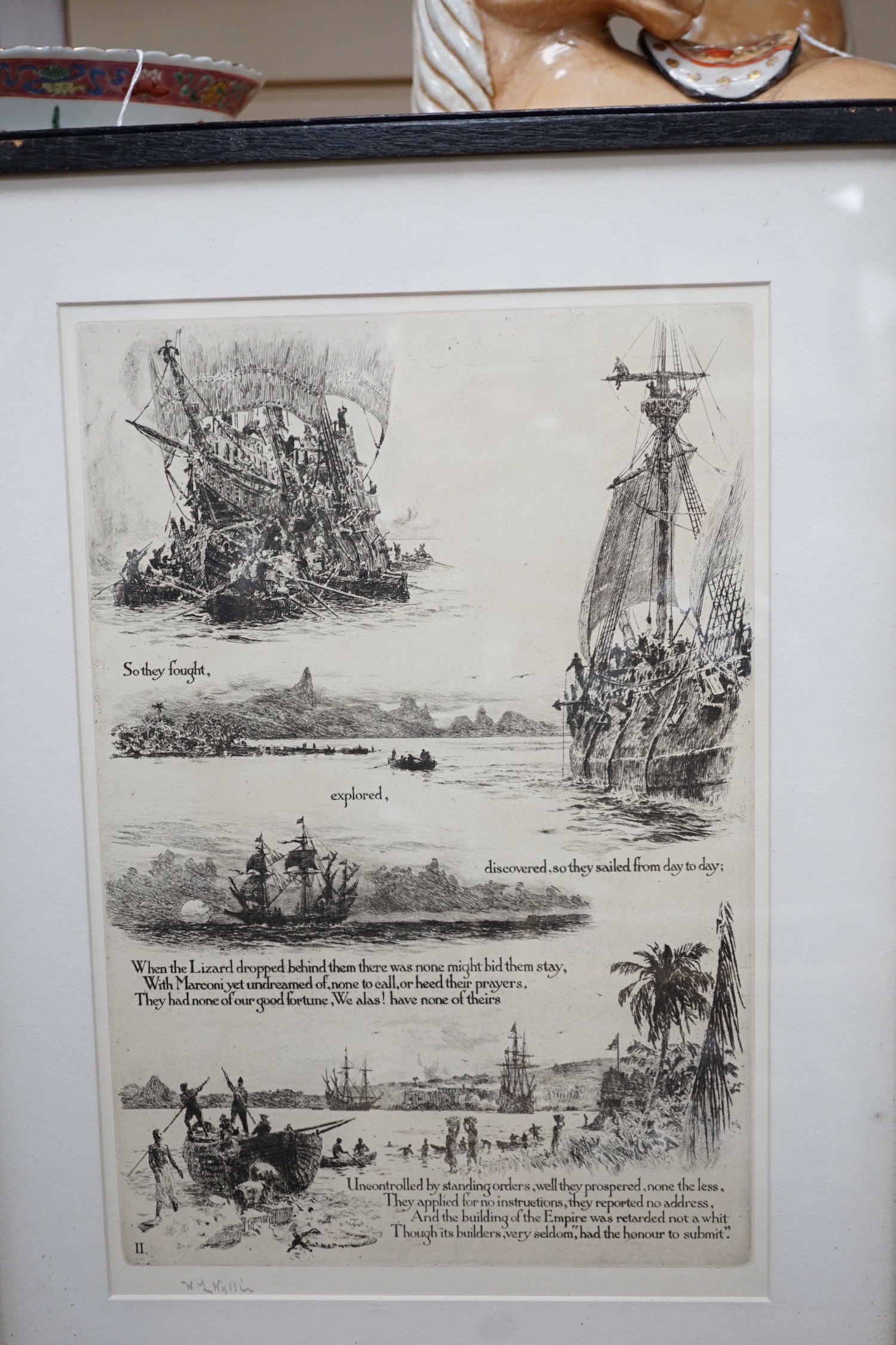 William Lionel Wyllie (1851-1931), set of for drypoint etchings, 'Our Fathers', signed in pencil, 31 x 21cm